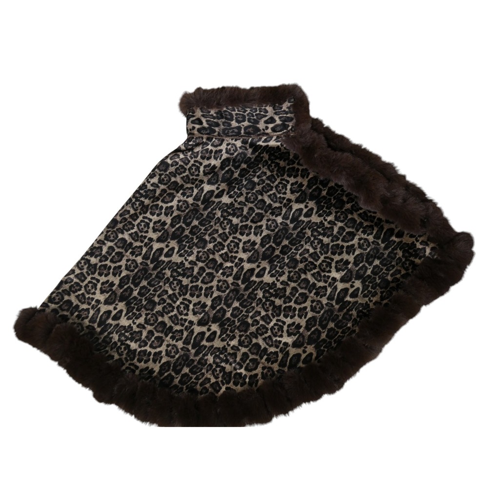 Vince Camuto OS Open Neck Leopard Print Fur Trim Shawl V4642533 – One Size - Picture 6 of 9